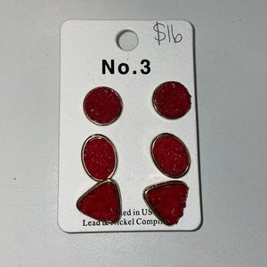 No.3 red and gold studded earrings.